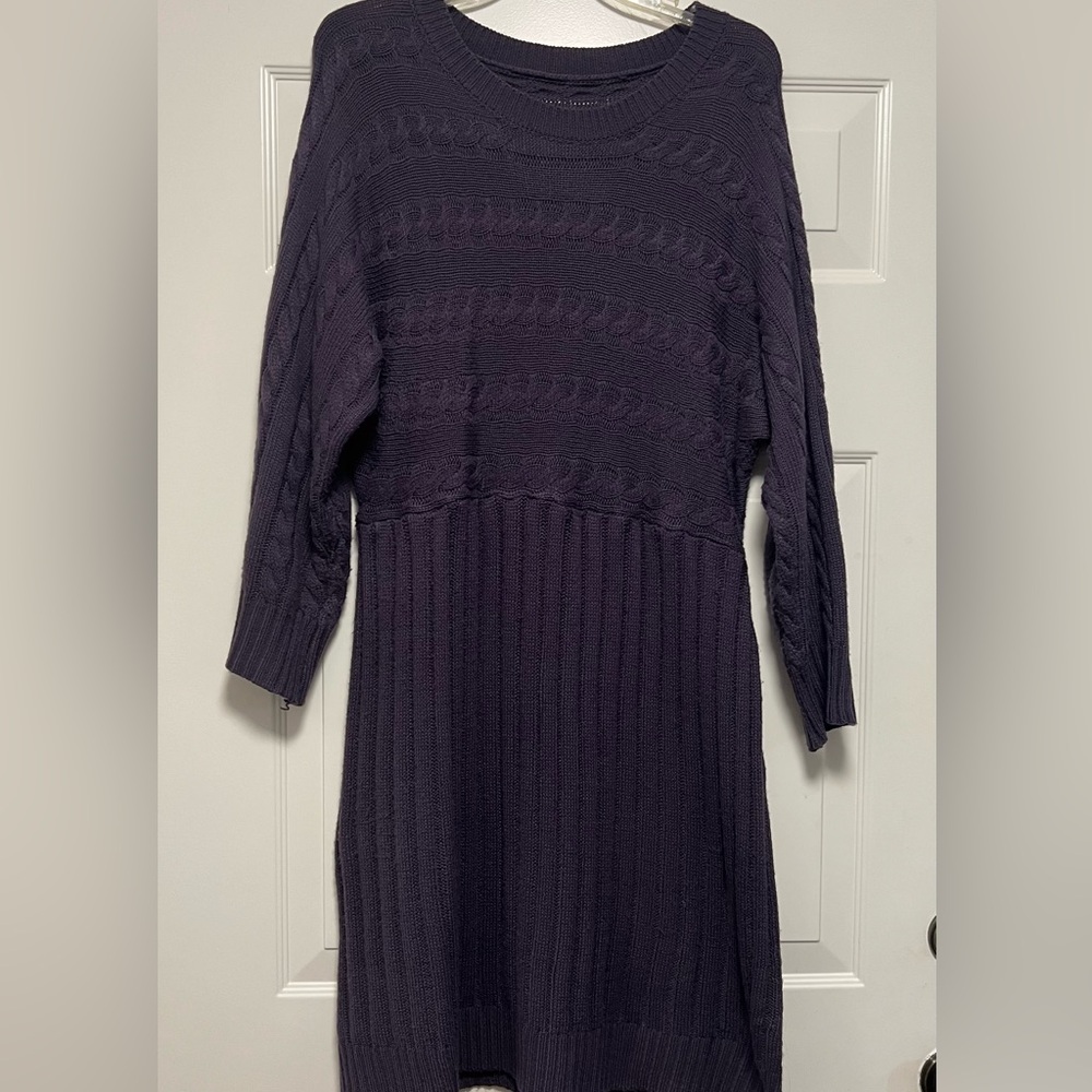 Shein Curve Purple Cable Knit & Ribbed Sweater Dress Woman’s Size 2XL